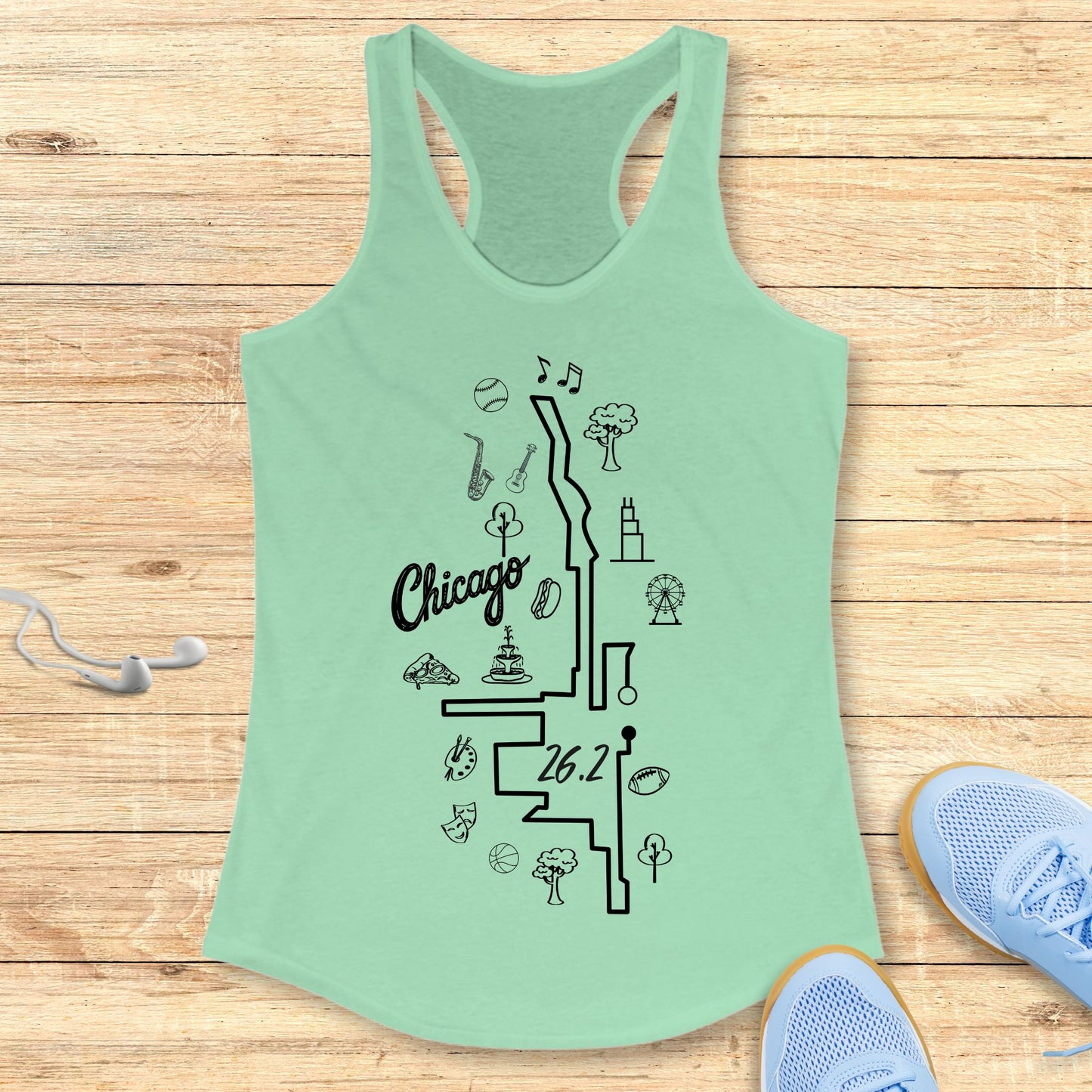 Empowering Running Racerback Tank Top for Women Chicago 26.2 Route