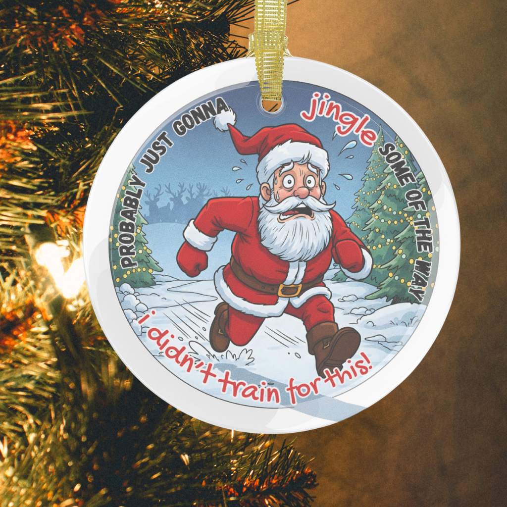 Jingle Santa Glass Ornament