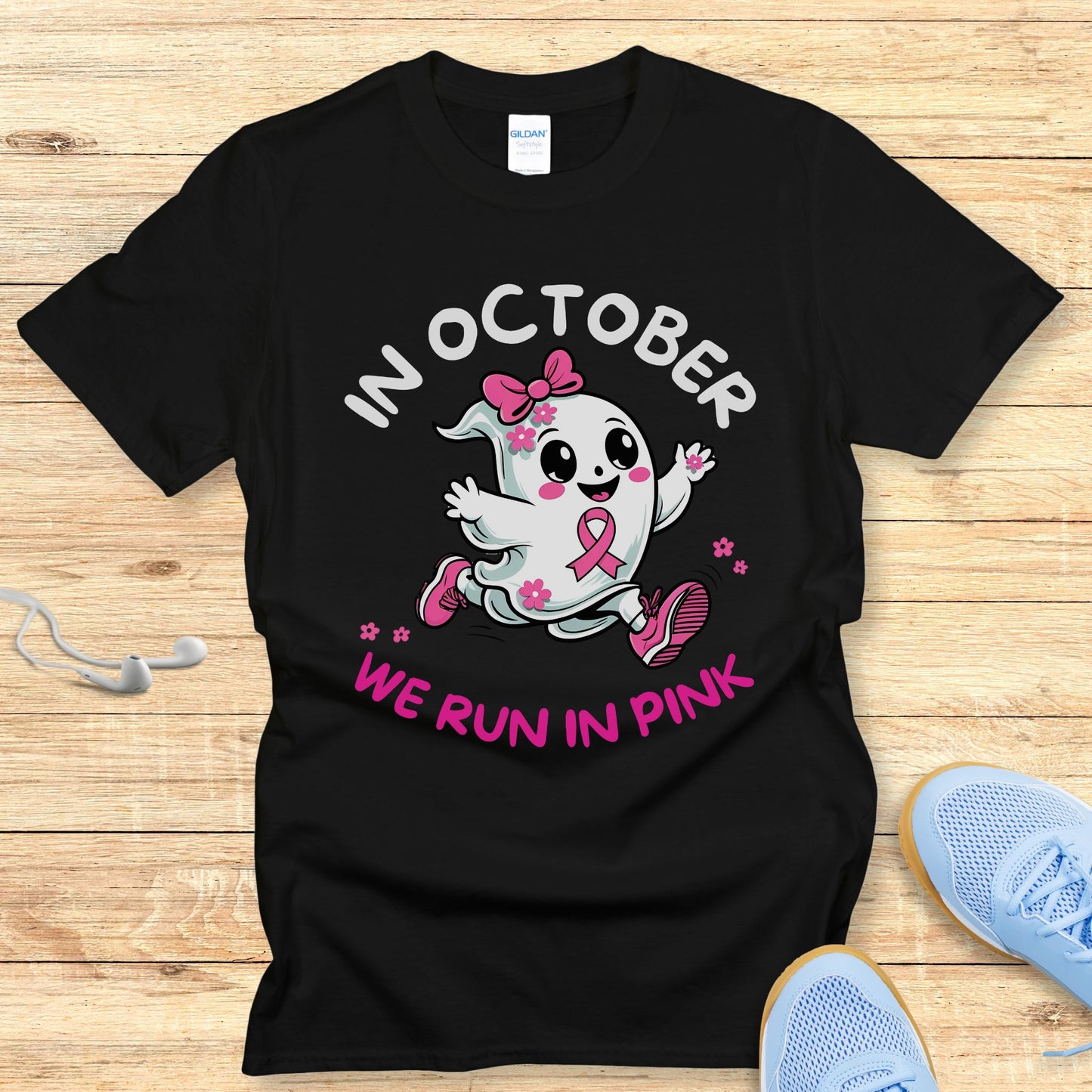 Halloween Running Shirt for Women T-Shirt Breast Cancer Awareness
