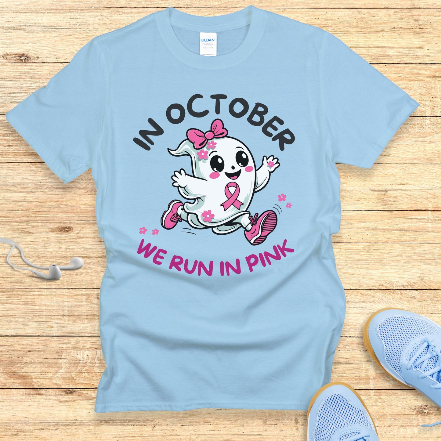 Halloween Running Shirt for Women T-Shirt Breast Cancer Awareness