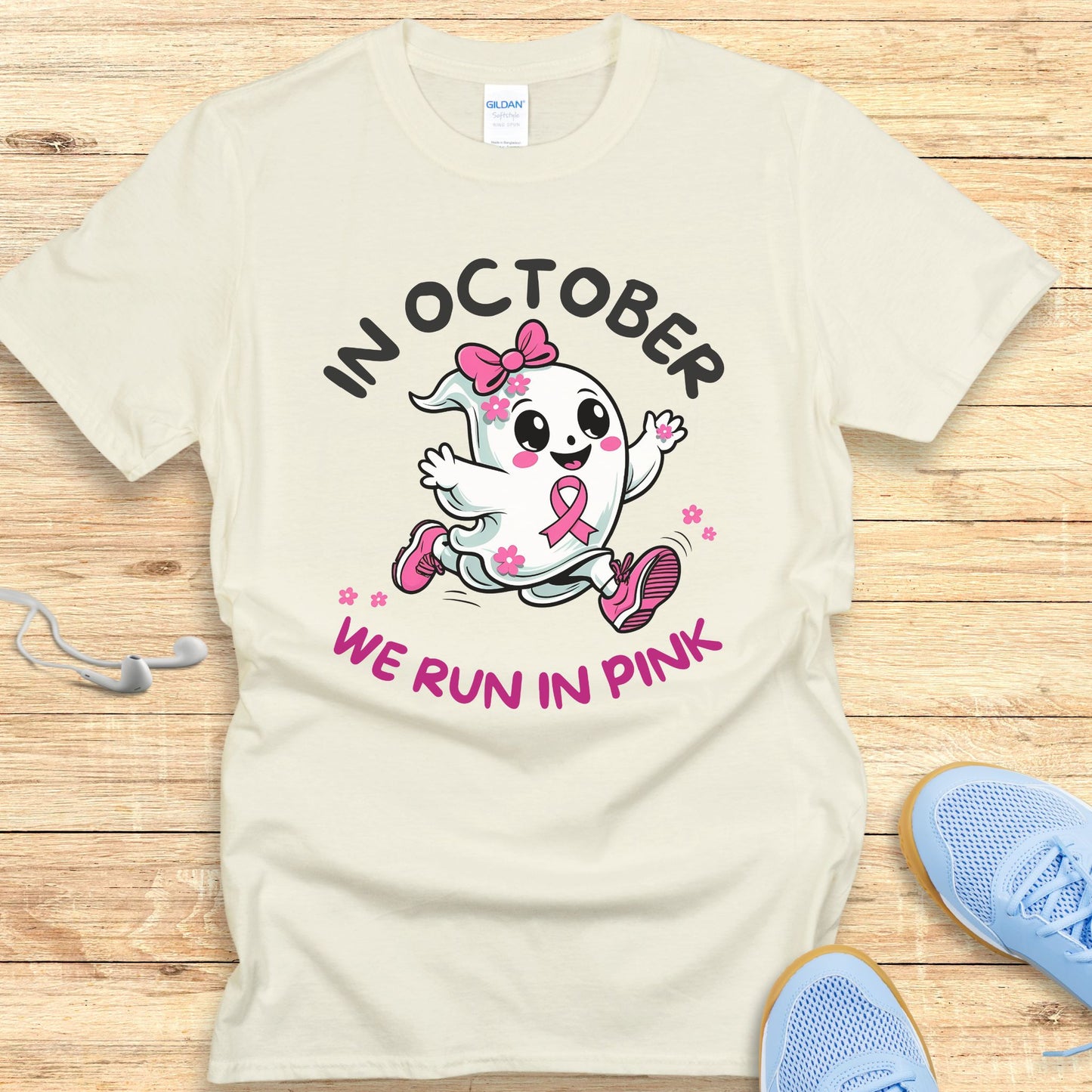 Halloween Running Shirt for Women T-Shirt Breast Cancer Awareness