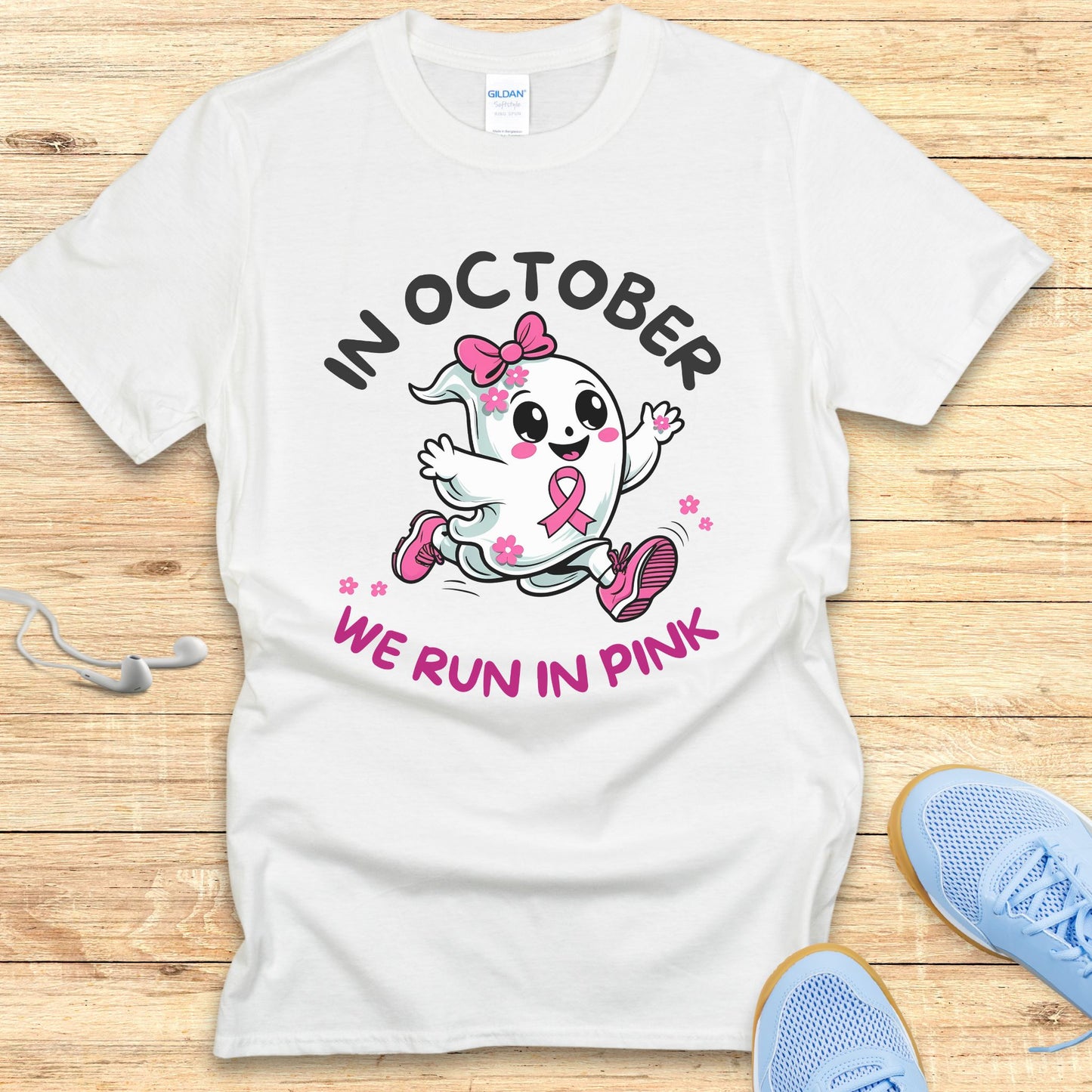 Halloween Running Shirt for Women T-Shirt Breast Cancer Awareness