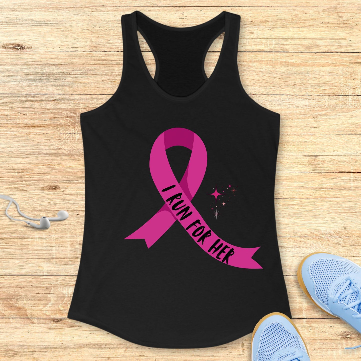 Running Racerback Tank Top for Women Breast Cancer Awareness Run for Her