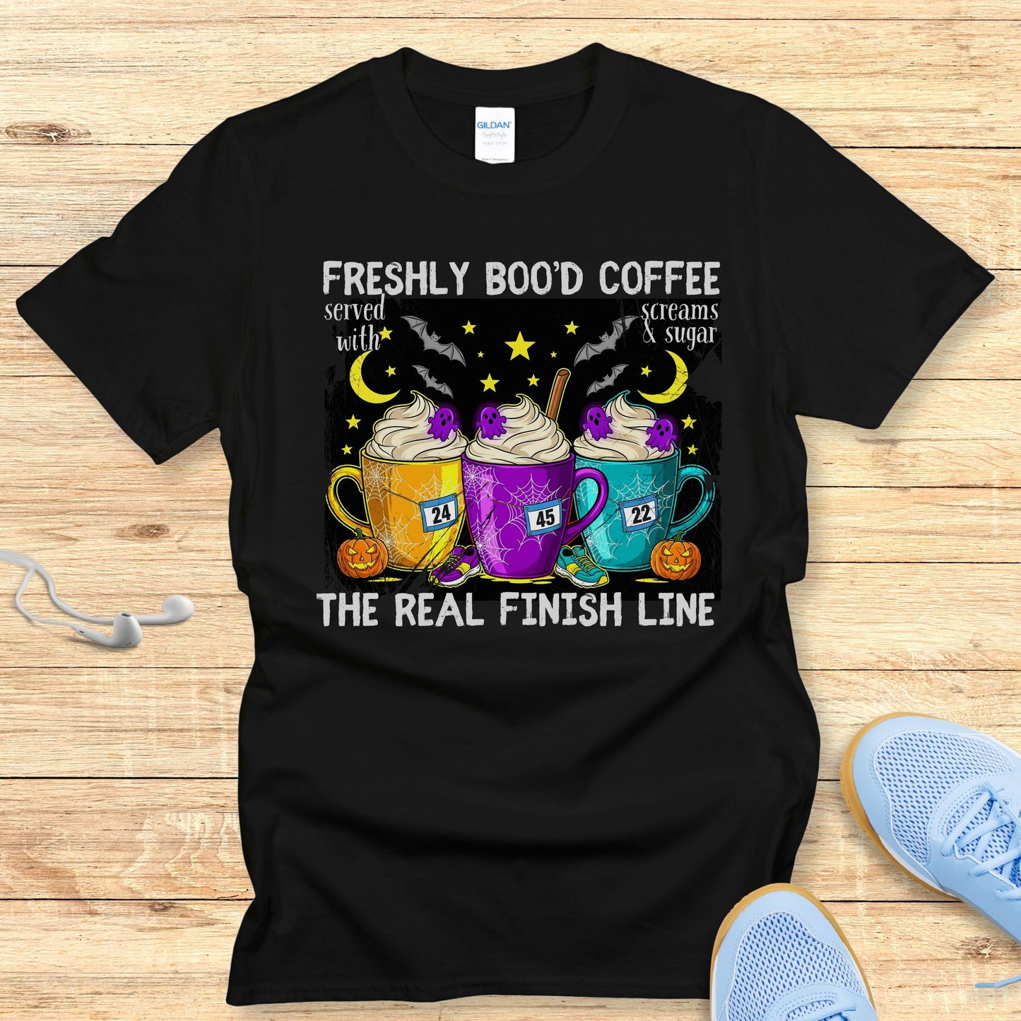 Halloween Funny Running Shirt for Women T-Shirt Freshly Bood Coffee