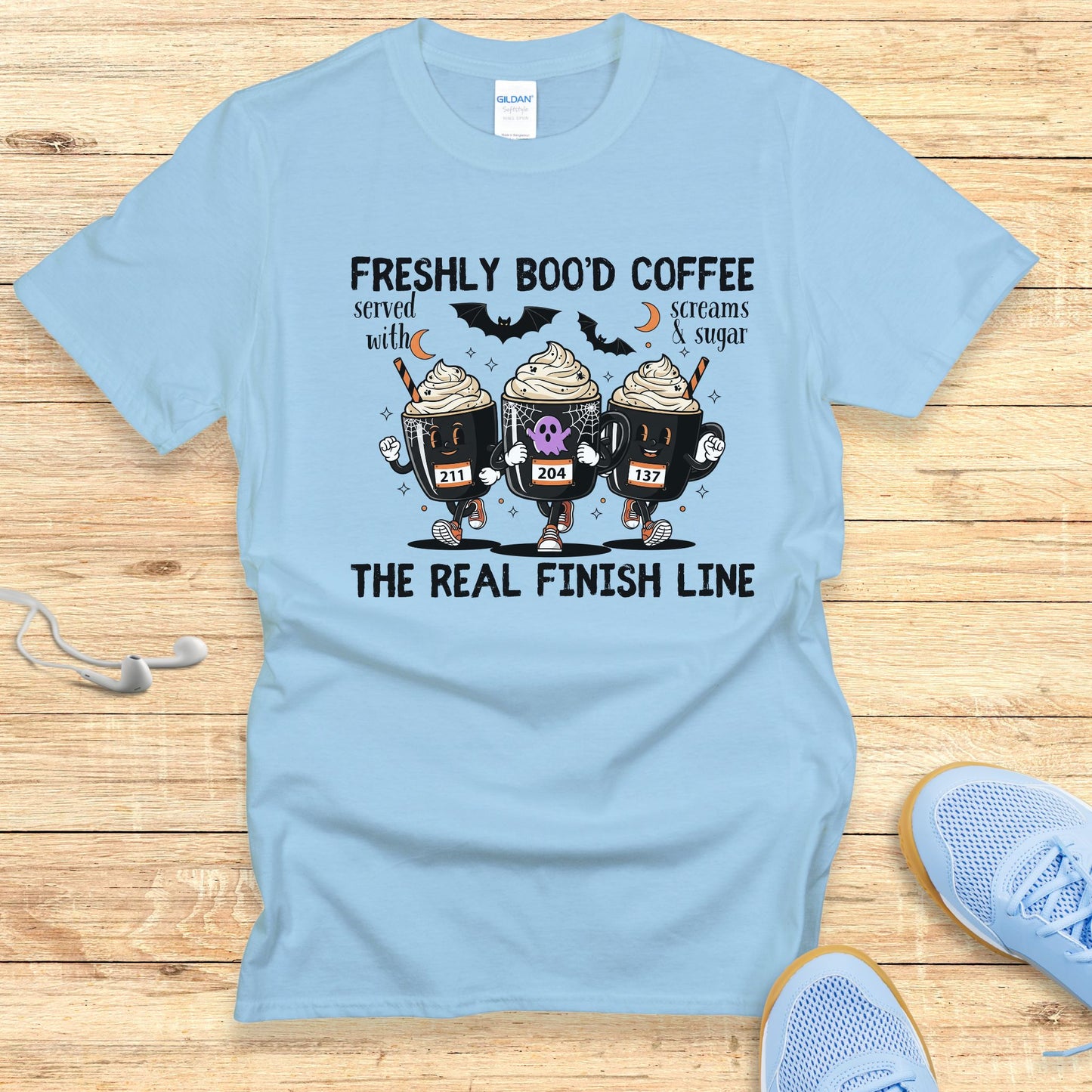 Halloween Funny Running Shirt for Women T-Shirt Freshly Bood Coffee
