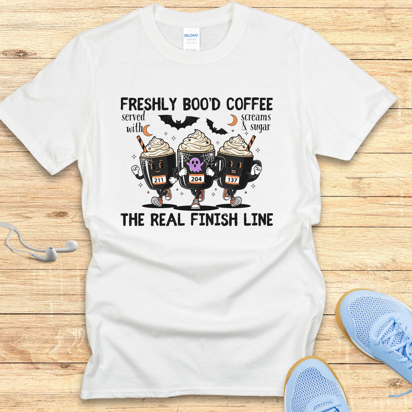 Halloween Funny Running Shirt for Women T-Shirt Freshly Bood Coffee