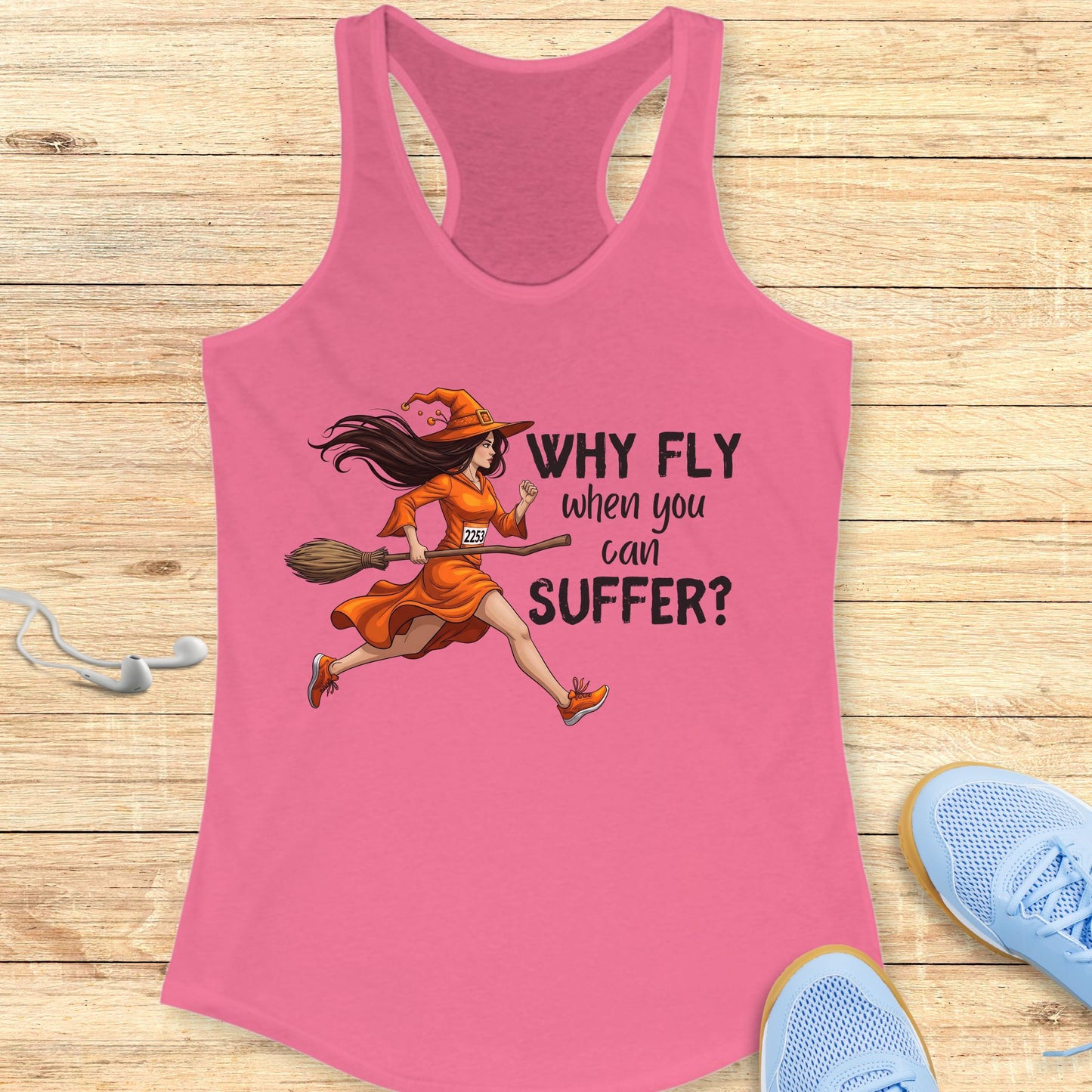 Halloween Funny Running Racerback Tank Top for Women Why Fly