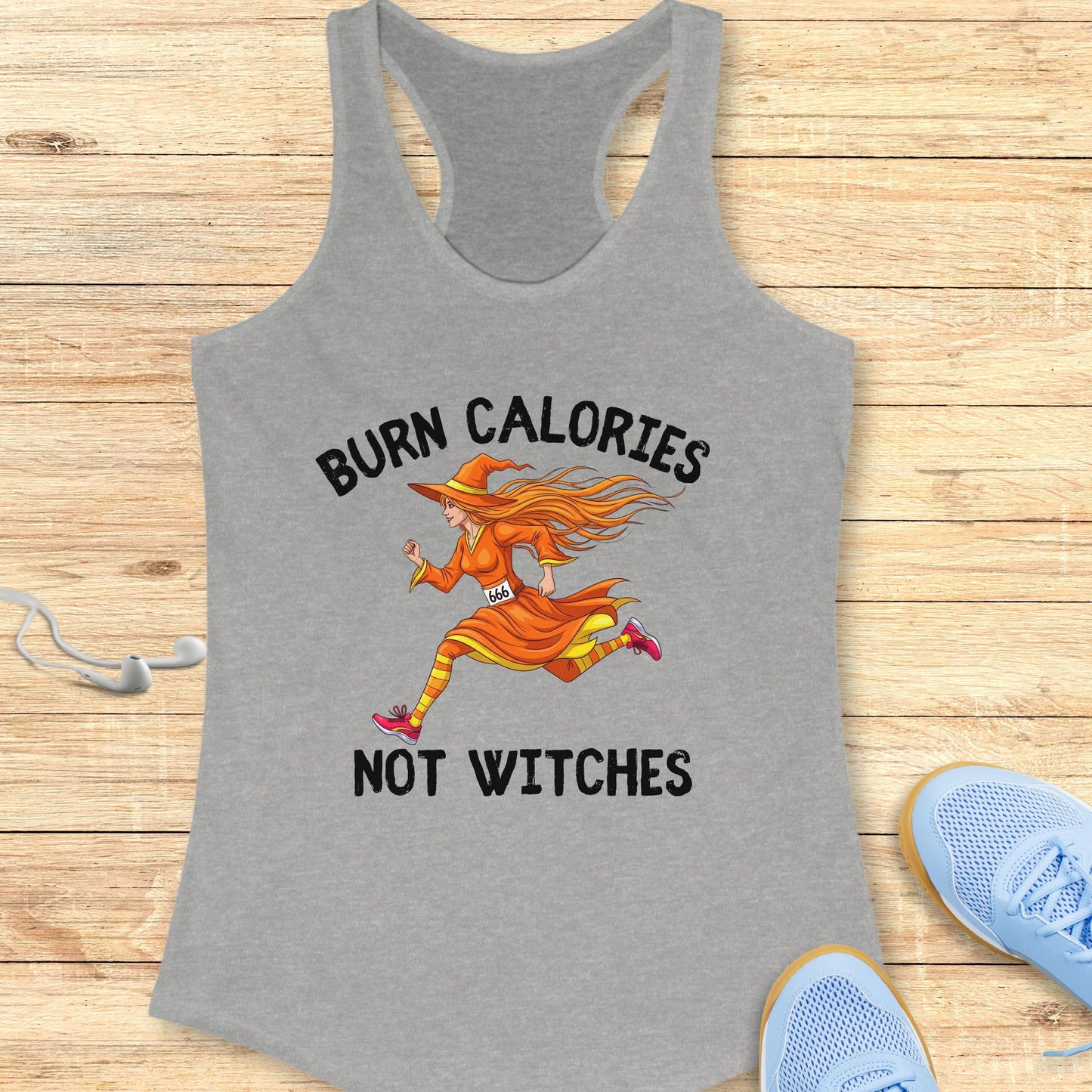 Halloween Funny Running Racerback Tank Top for Women Burn Calories