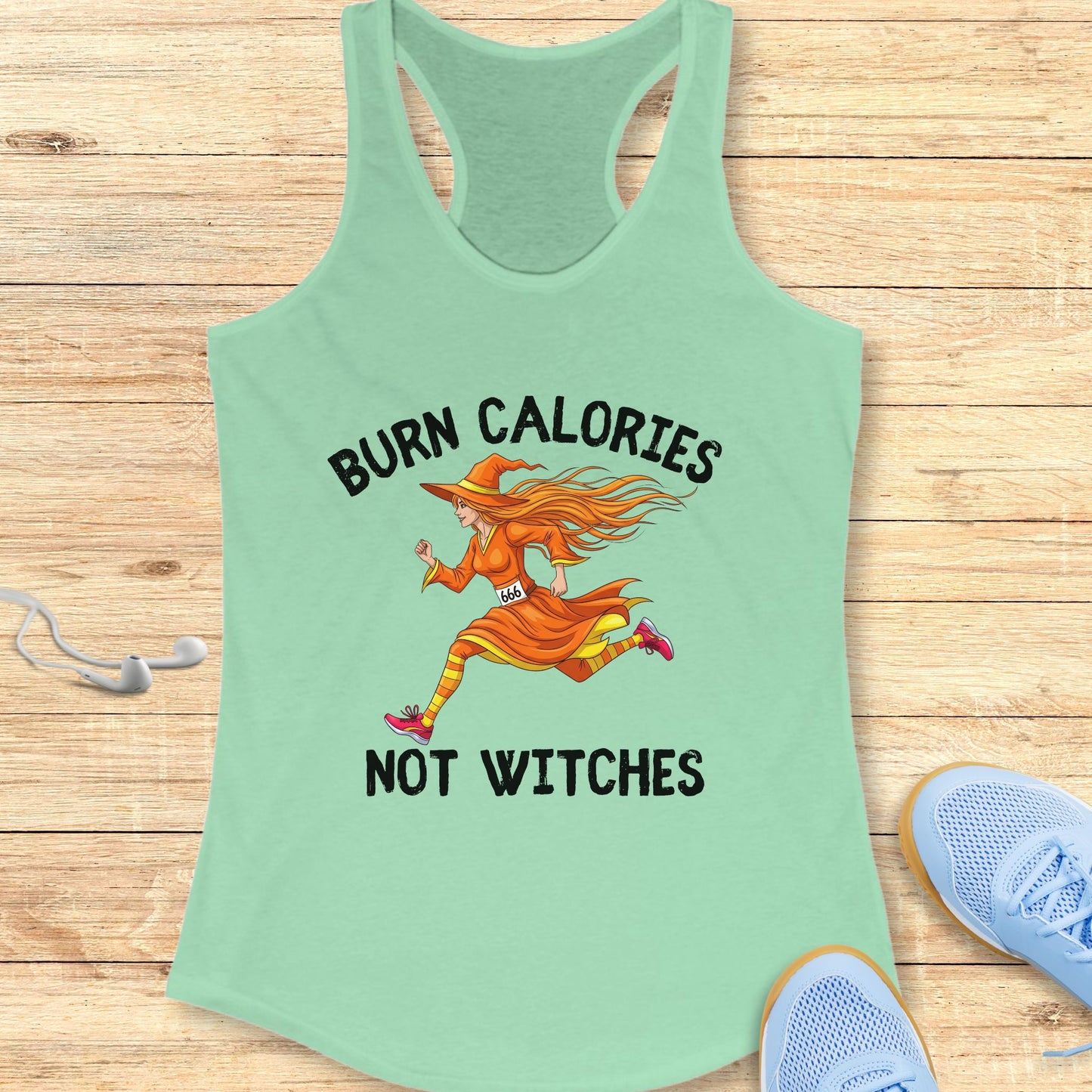 Halloween Funny Running Racerback Tank Top for Women Burn Calories