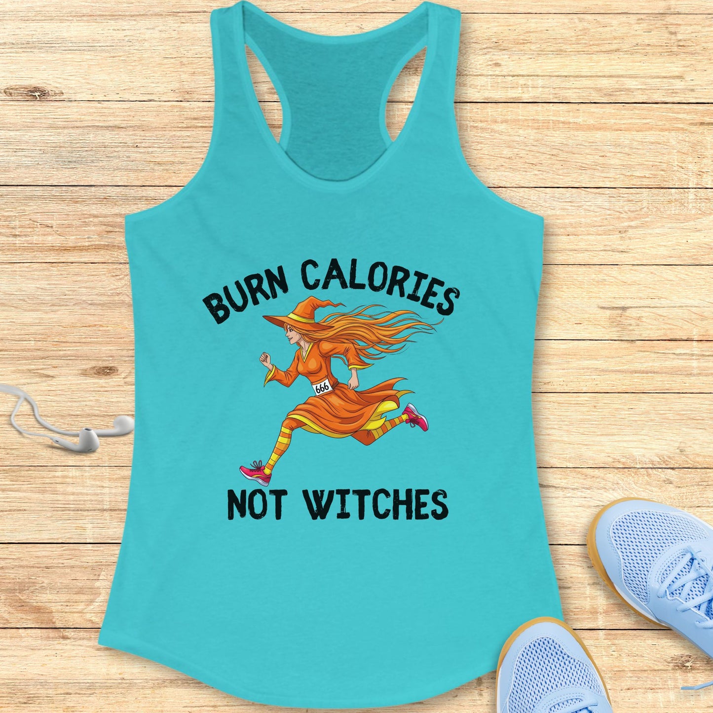 Halloween Funny Running Racerback Tank Top for Women Burn Calories