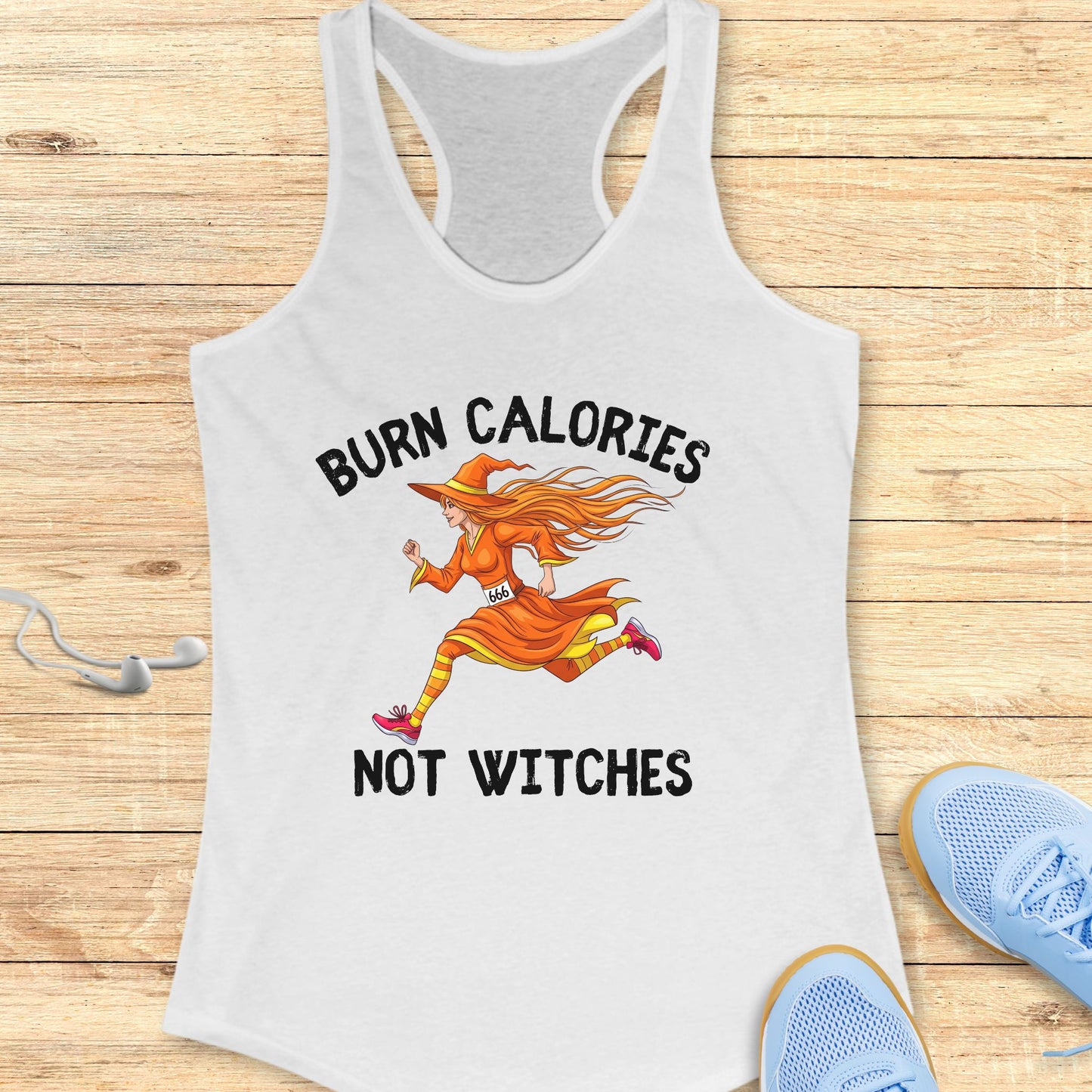 Halloween Funny Running Racerback Tank Top for Women Burn Calories