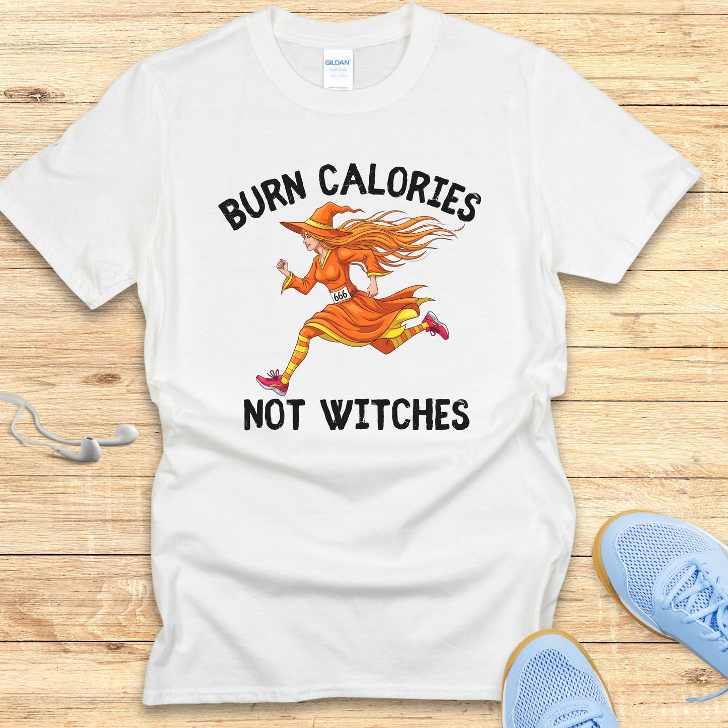 Halloween Funny Running Shirt for Women T-Shirt Burn Calories
