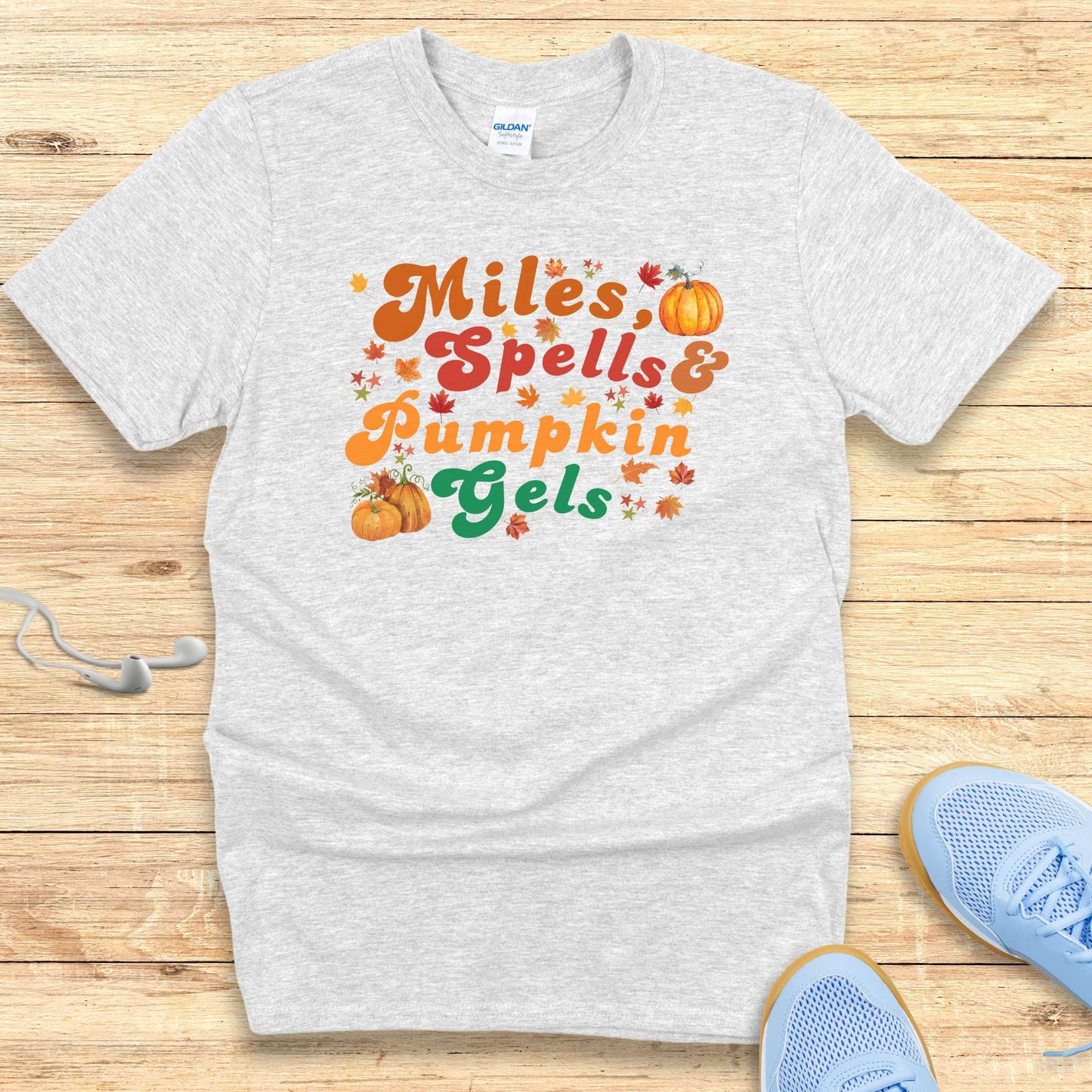 Halloween Funny Running Shirt for Women T-Shirt Miles Spells