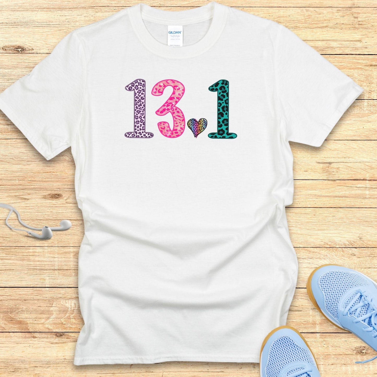 Half Marathon Leopard and Heart T-Shirt