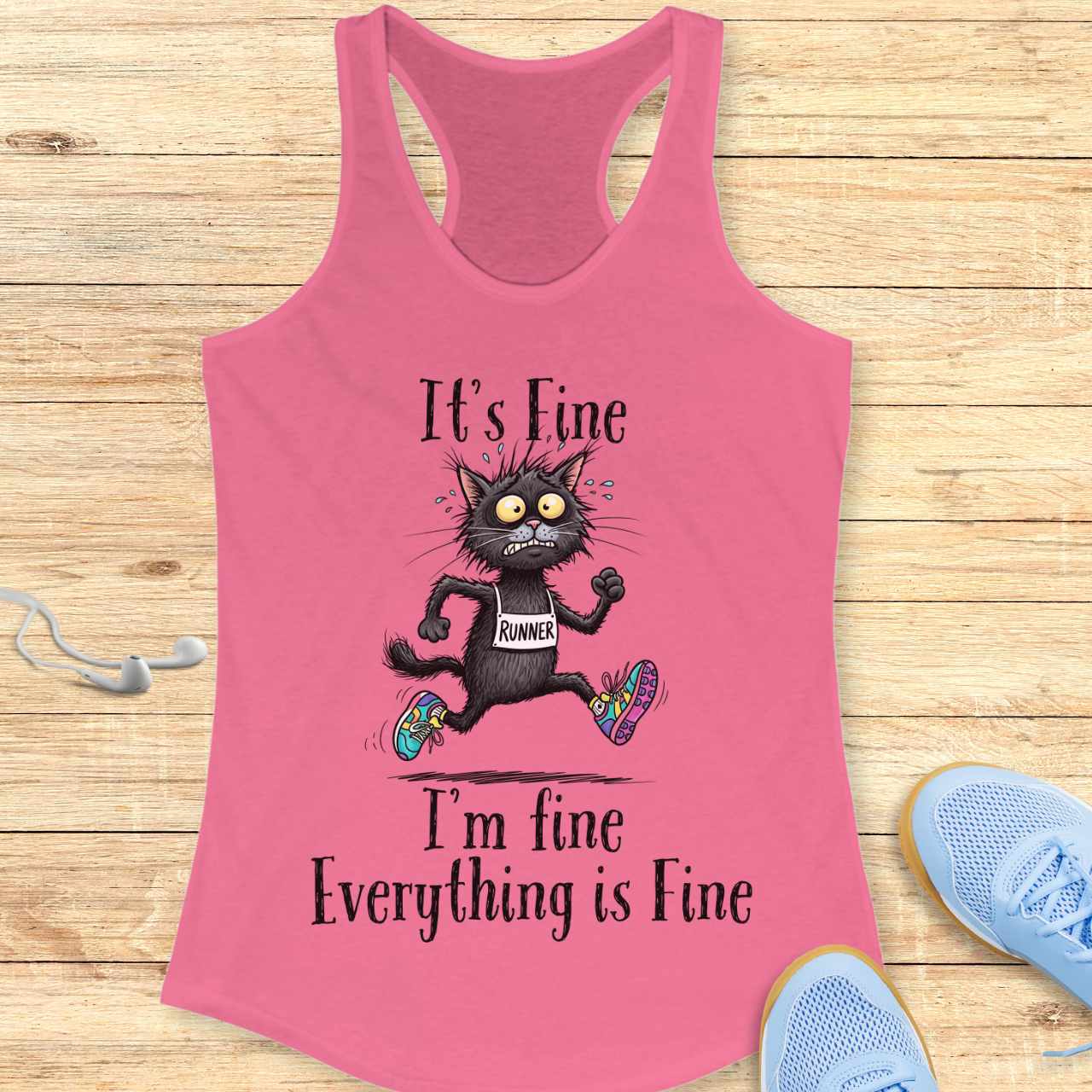 Funny Running Racerback Tank Top Women Runners It's fine I'm fine