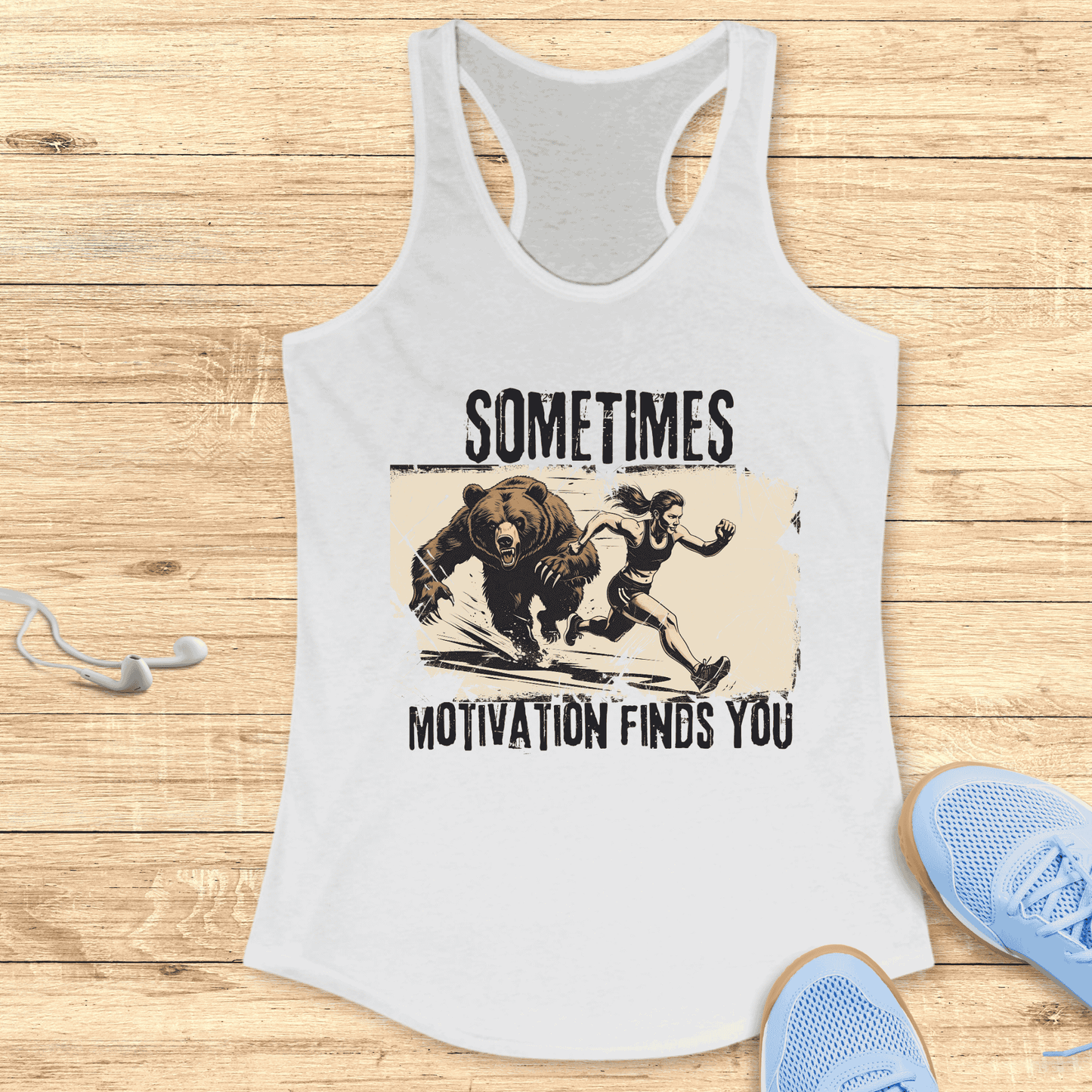 Funny Women Running Racerback Tank Top Gift Motivation Finds You