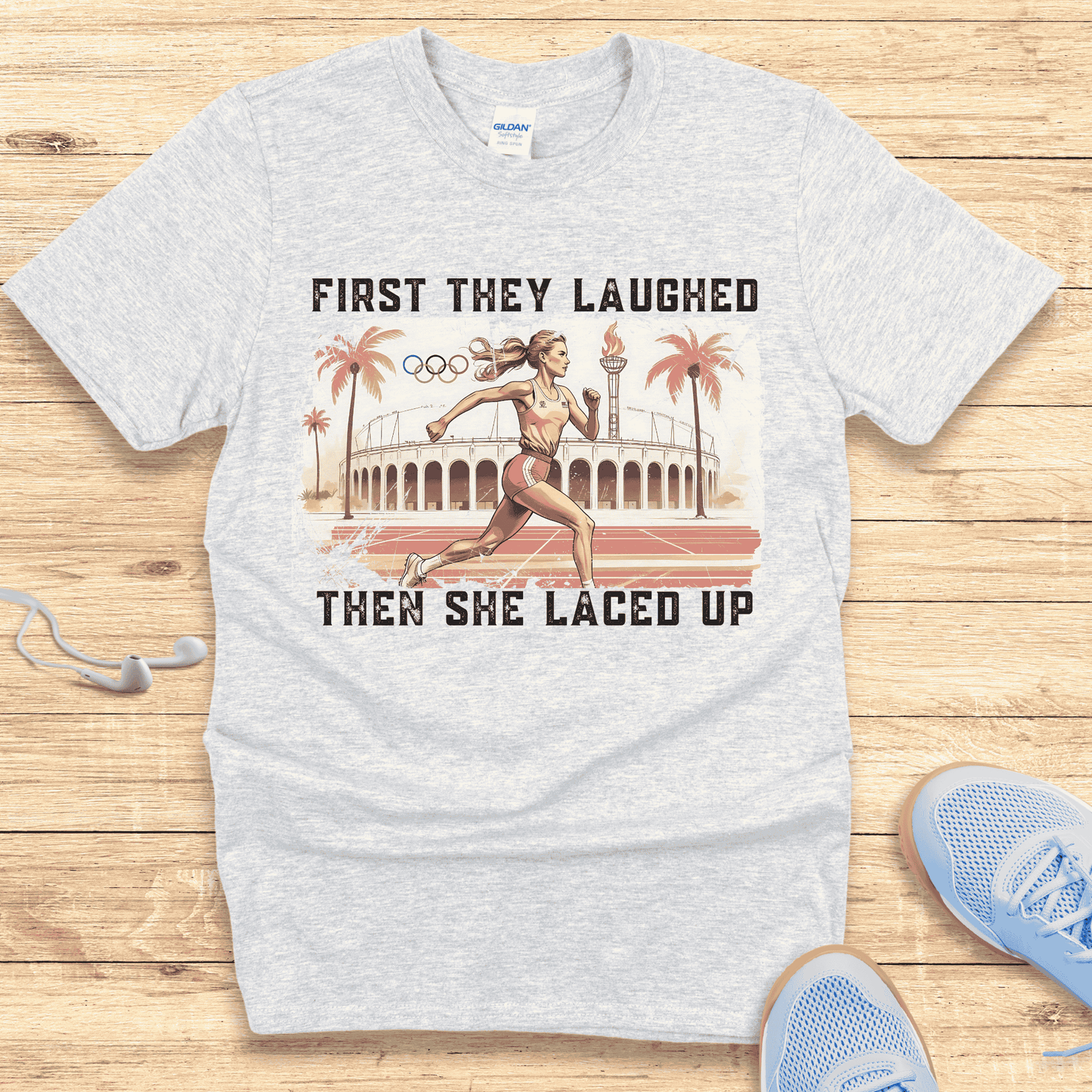Empowering Running Shirt Women Runners T-Shirt Gift Then She Laced Up