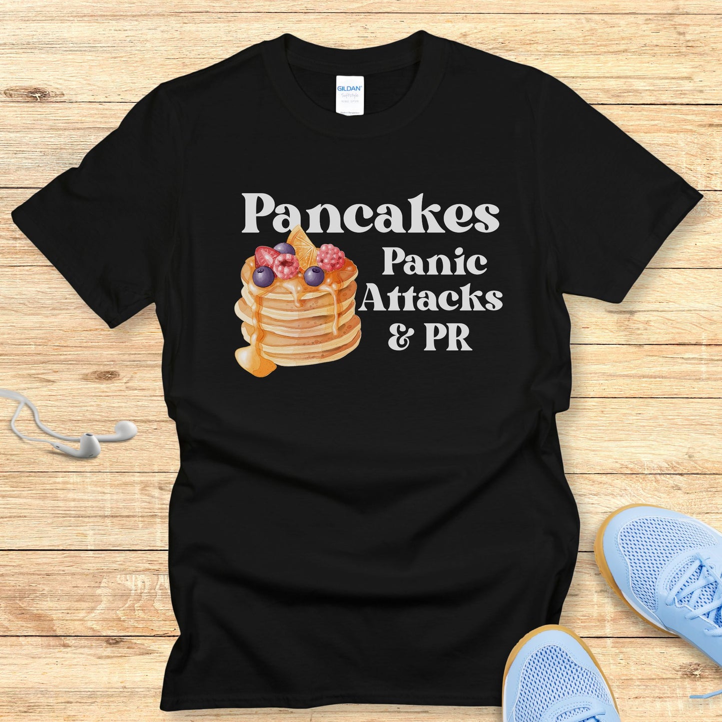 Funny Running Shirt Women Runners T-Shirt Pancakes & Panic Attacks