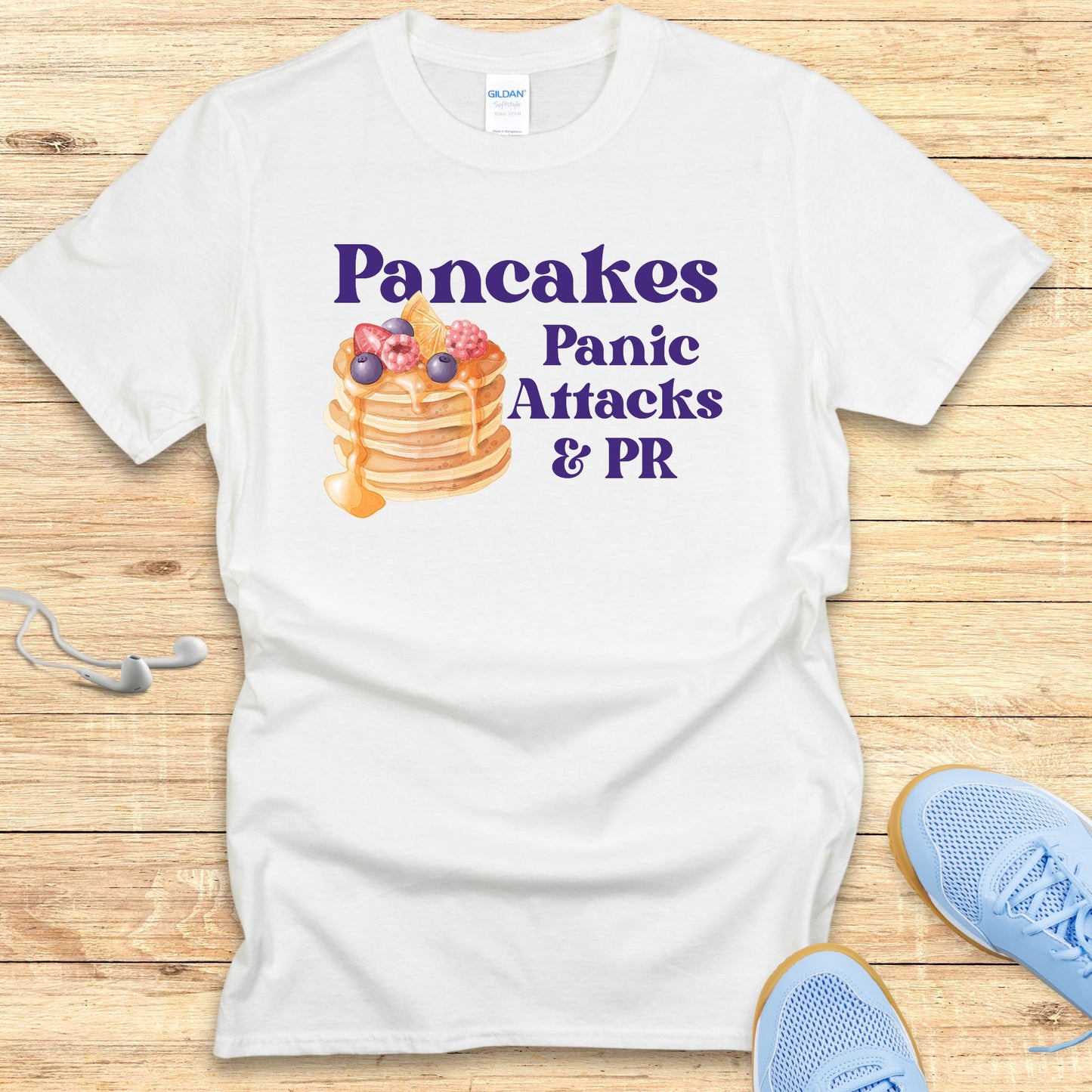 Funny Running Shirt Women Runners T-Shirt Pancakes & Panic Attacks