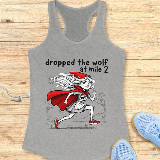 Funny running gear and shirts for women based on fairy tale characters like Alice in Wonderland, Little Red Riding Hood, and Goldilocks.