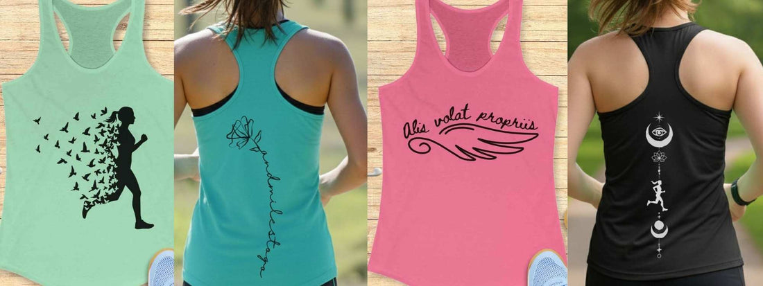 High-performance running apparel for women: Moisture-wicking athletic tank top and gear, making a perfect gift for female runners and fitness enthusiasts.