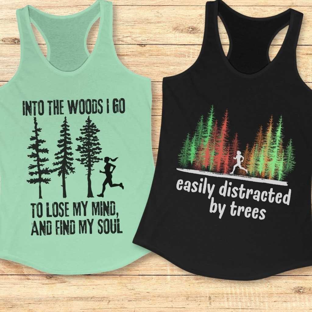 Women's trail running apparel: Lightweight, performance t-shirt or tank top with a funny slogan for trail runners. The perfect trail runner gift and essential wicking gear for hitting the mountain trails.