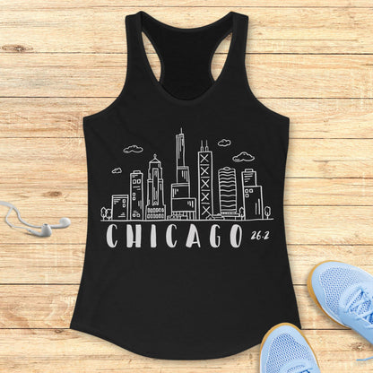 Empowering Running Racerback Tank Top for Women Chicago 26.2 Race