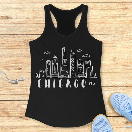 Empowering Running Racerback Tank Top for Women Chicago 26.2 Race