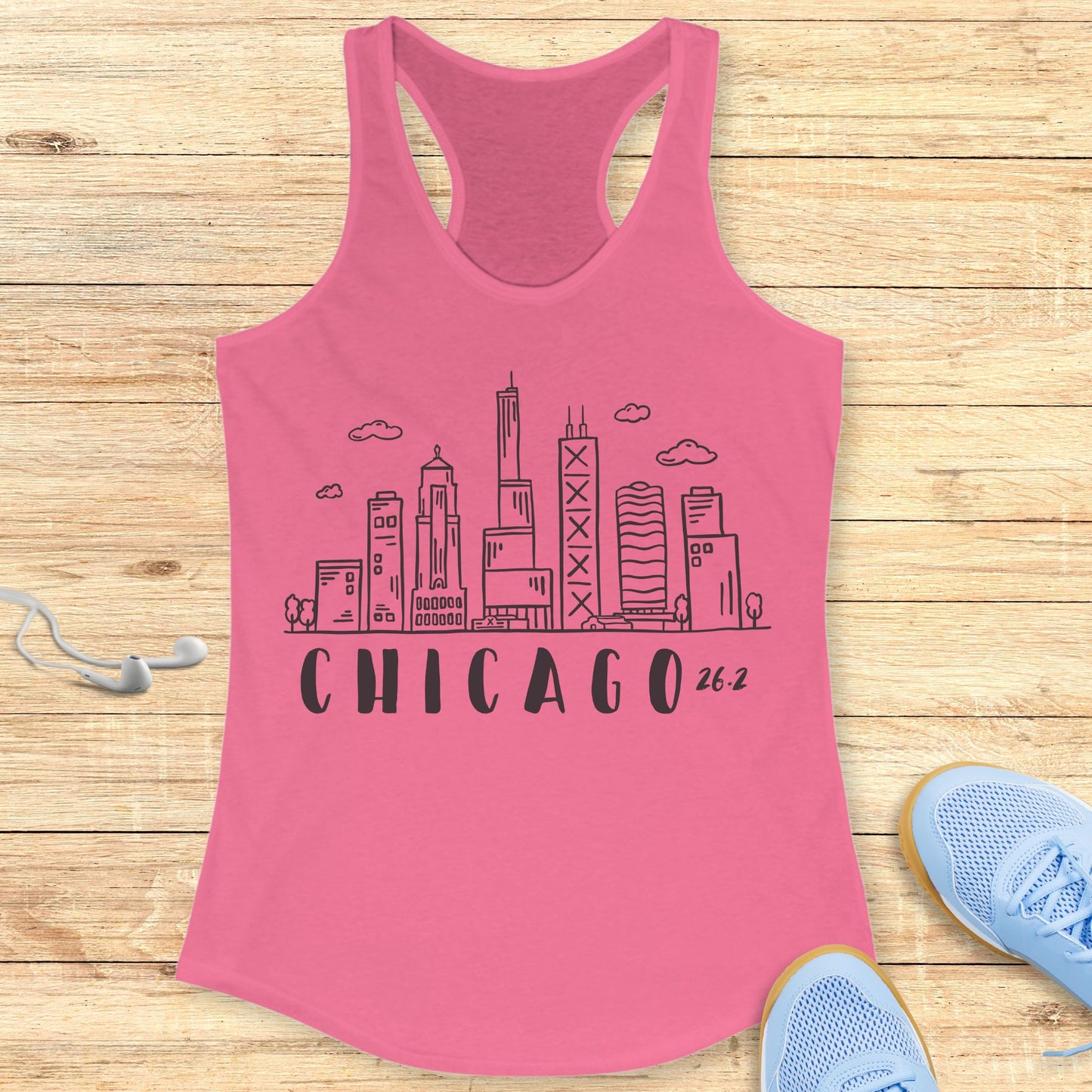 Empowering Running Racerback Tank Top for Women Chicago 26.2 Race