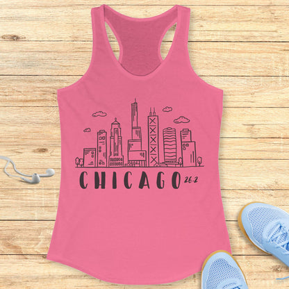 Empowering Running Racerback Tank Top for Women Chicago 26.2 Race