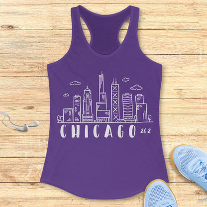 Empowering Running Racerback Tank Top for Women Chicago 26.2 Race