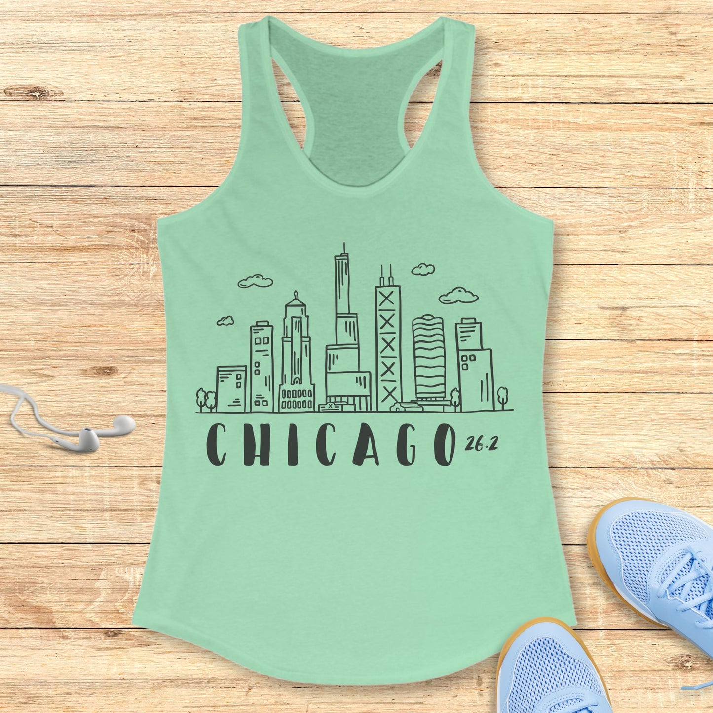 Empowering Running Racerback Tank Top for Women Chicago 26.2 Race