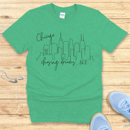 Empowering Running T-Shirt for Women Shirt Chicago 26.2 chasing Dreams