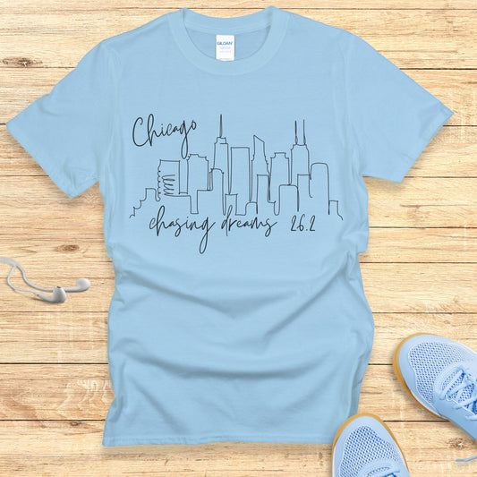 Empowering Running T-Shirt for Women Shirt Chicago 26.2 chasing Dreams