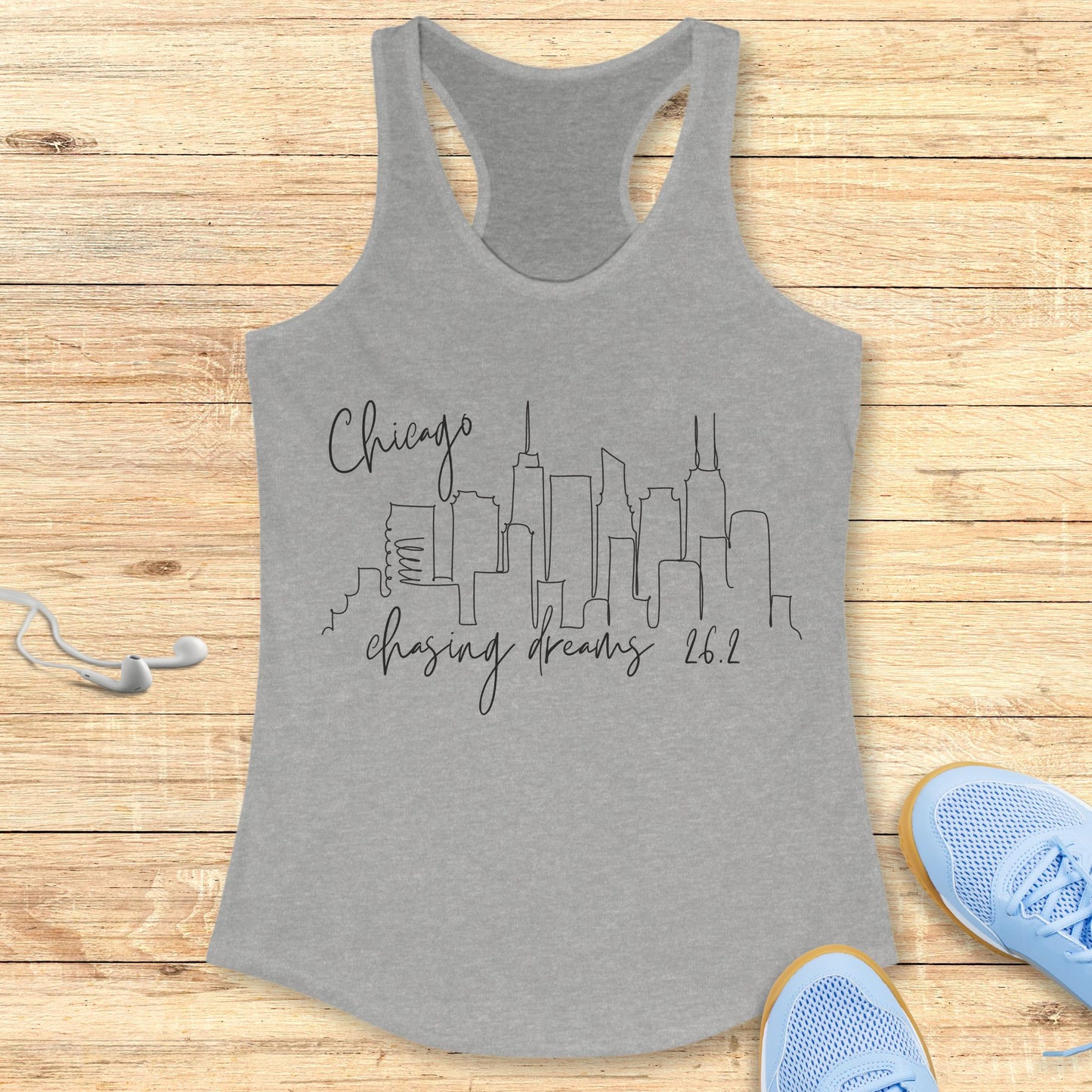 Empowering Running Racerback Tank Top for Women Chicago 26.2 chasing Dreams