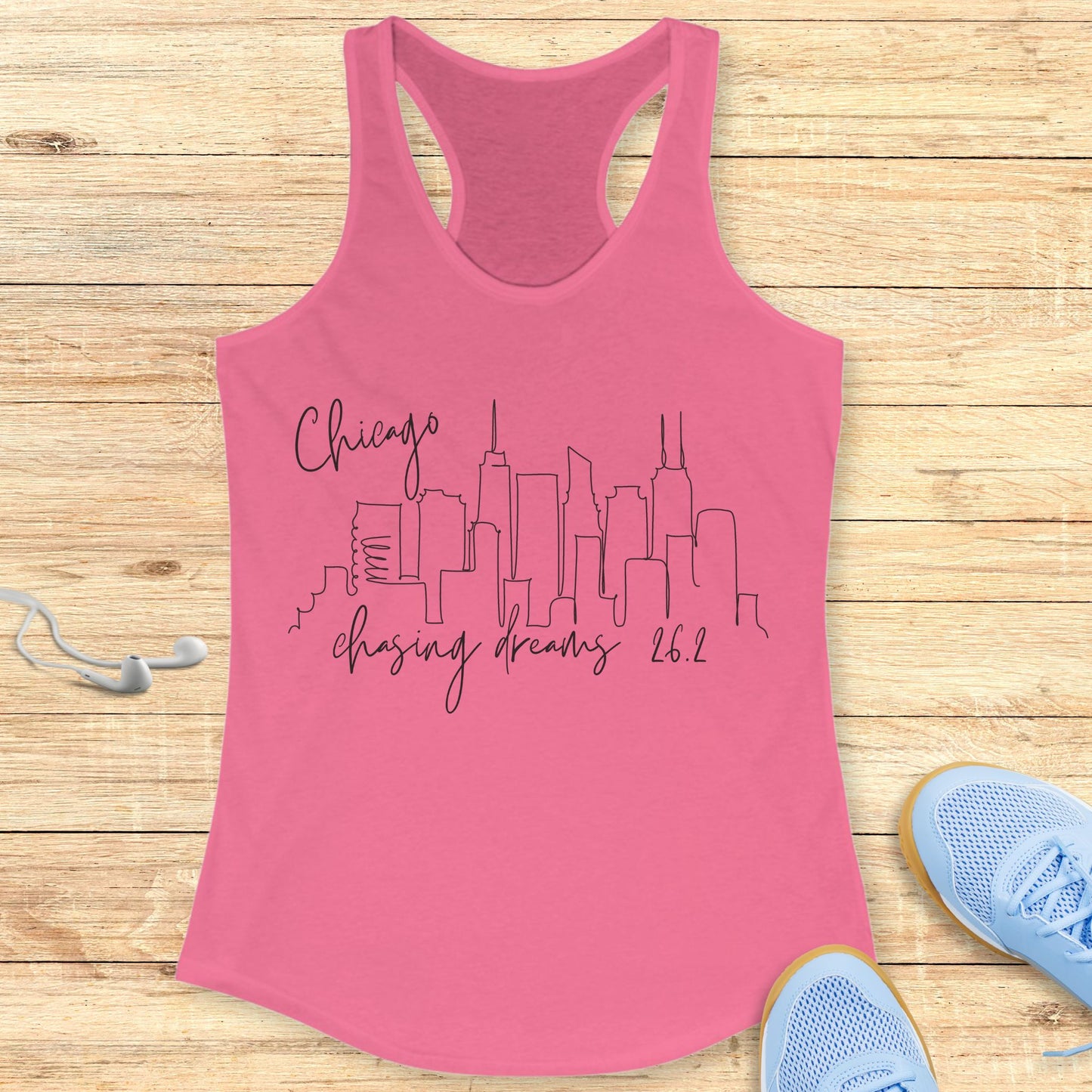 Empowering Running Racerback Tank Top for Women Chicago 26.2 chasing Dreams