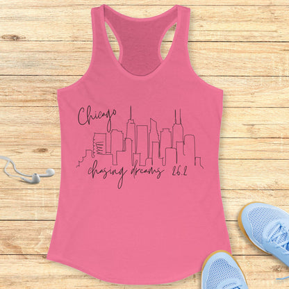 Empowering Running Racerback Tank Top for Women Chicago 26.2 chasing Dreams