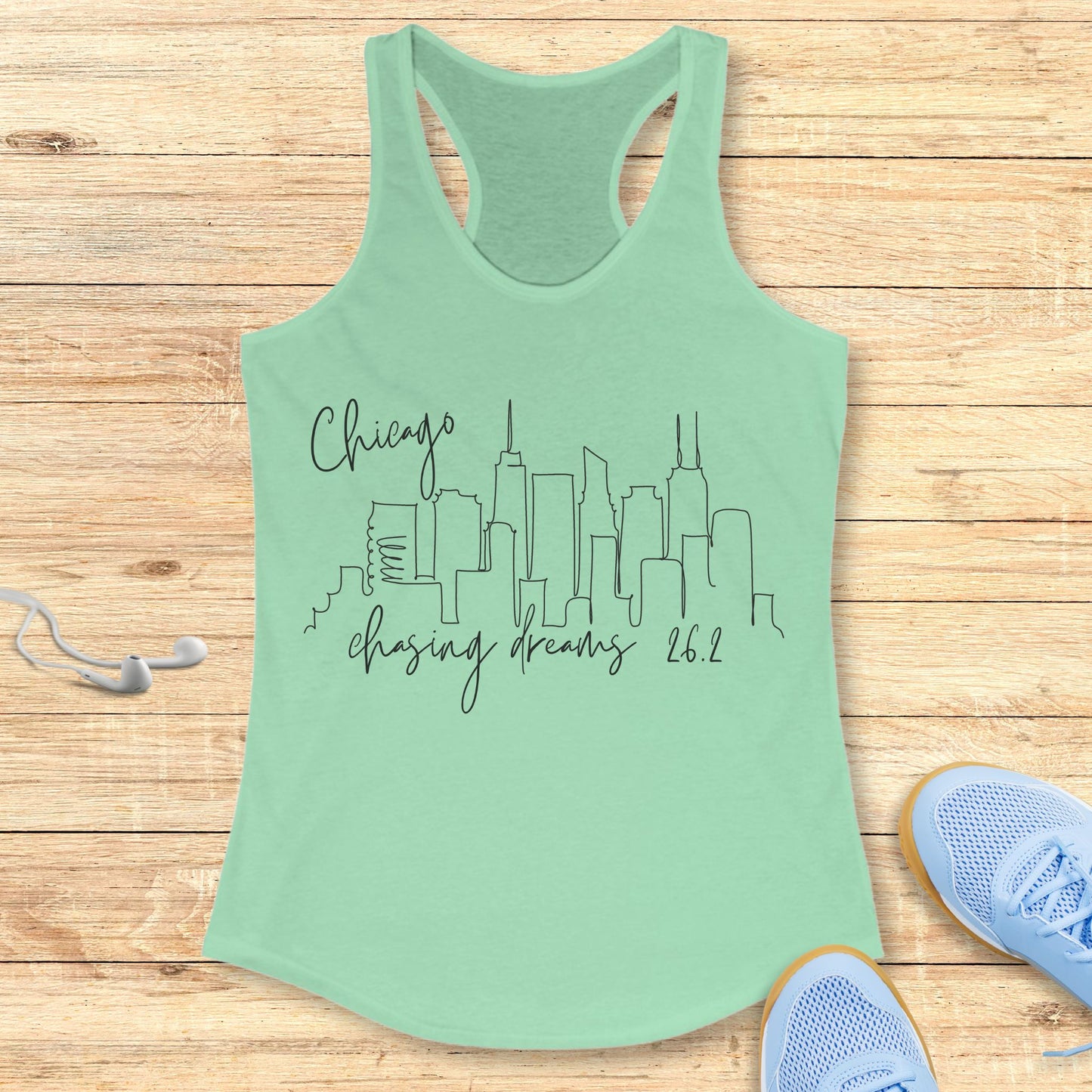 Empowering Running Racerback Tank Top for Women Chicago 26.2 chasing Dreams