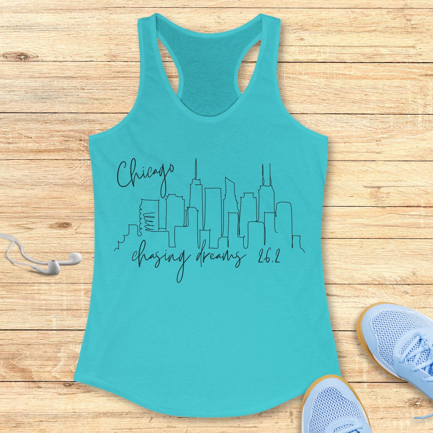 Empowering Running Racerback Tank Top for Women Chicago 26.2 chasing Dreams