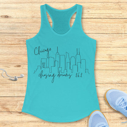 Empowering Running Racerback Tank Top for Women Chicago 26.2 chasing Dreams