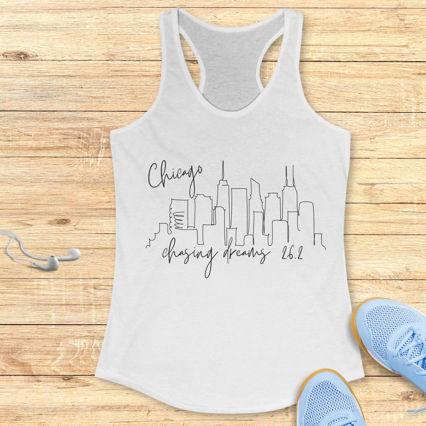 Empowering Running Racerback Tank Top for Women Chicago 26.2 chasing Dreams
