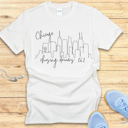 Empowering Running T-Shirt for Women Shirt Chicago 26.2 chasing Dreams