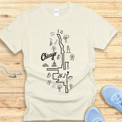 Empowering Running T-Shirt for Women Shirt Chicago 26.2 Route