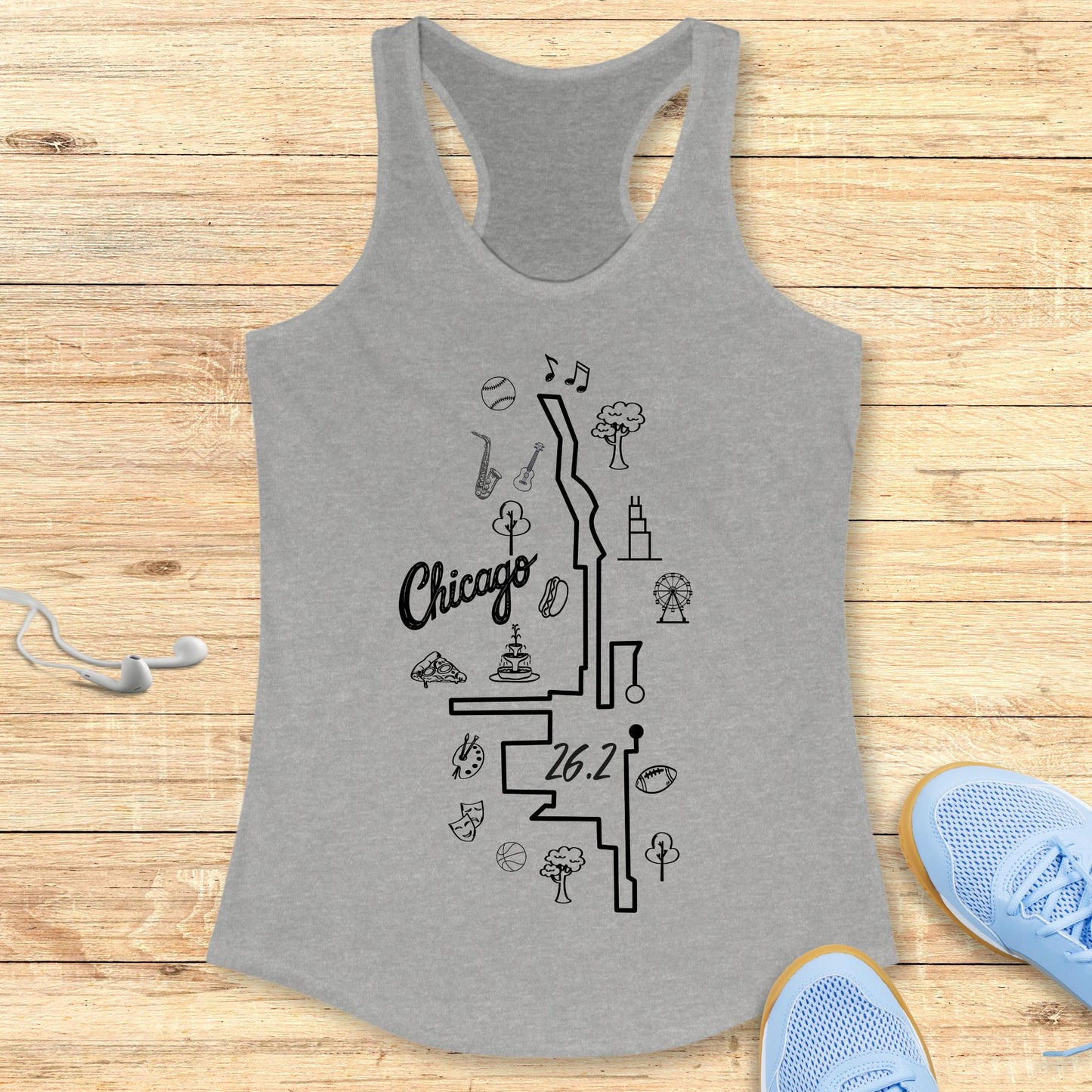 Empowering Running Racerback Tank Top for Women Chicago 26.2 Route