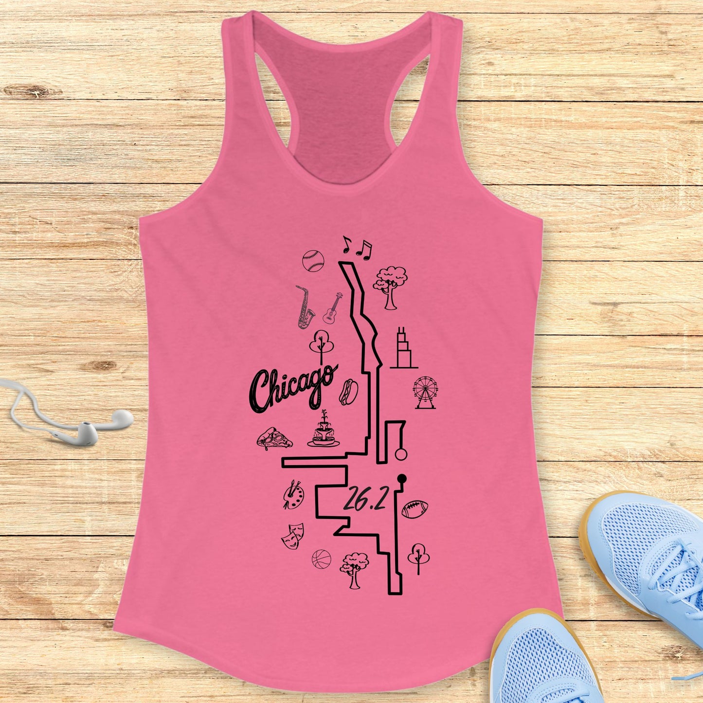 Empowering Running Racerback Tank Top for Women Chicago 26.2 Route