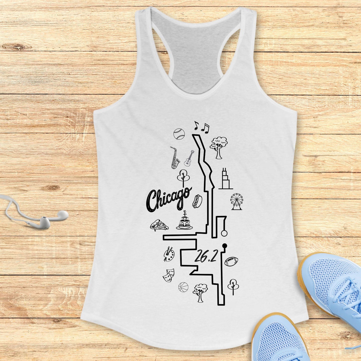Empowering Running Racerback Tank Top for Women Chicago 26.2 Route