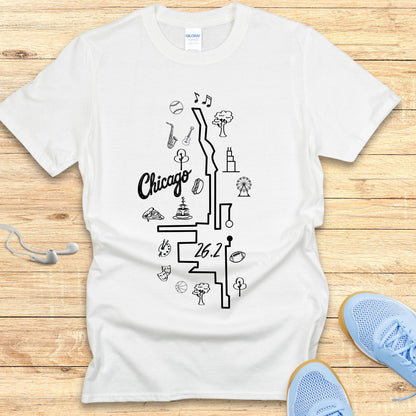 Empowering Running T-Shirt for Women Shirt Chicago 26.2 Route