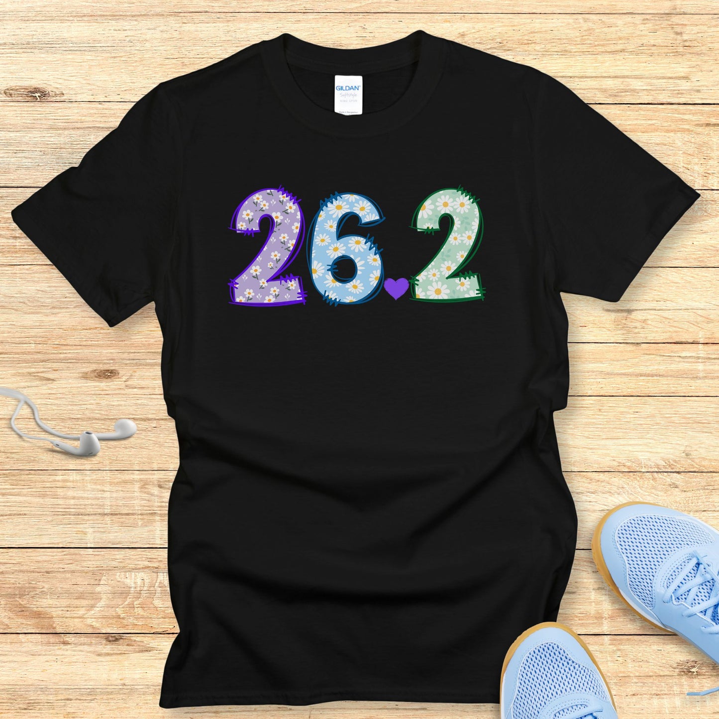 Running T-Shirt for Women Shirt Marathon 26.2 Flowers and Heart
