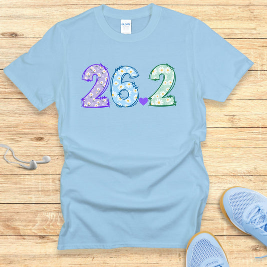 Running T-Shirt for Women Shirt Marathon 26.2 Flowers and Heart