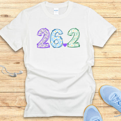 Running T-Shirt for Women Shirt Marathon 26.2 Flowers and Heart